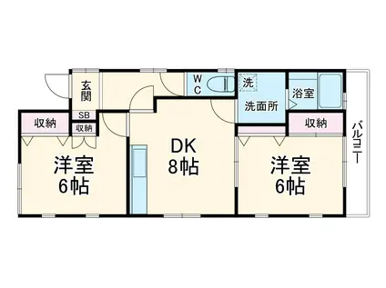 DUO寺岡(2DK/2階)の間取り写真