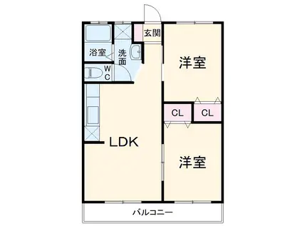 サンライズハイツ(2LDK/2階)の間取り写真