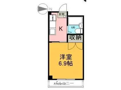 ドミール21ウエスト(1K/2階)の間取り写真