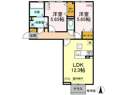 グラナート(2LDK/1階)の間取り写真