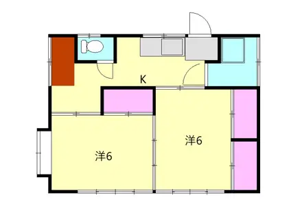 東海道本線 国府津駅 徒歩23分 1階建 築57年(2K)の間取り写真