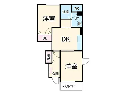 カリーノ(2DK/1階)の間取り写真