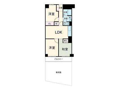 千里レックスマンションA棟(3LDK/1階)の間取り写真