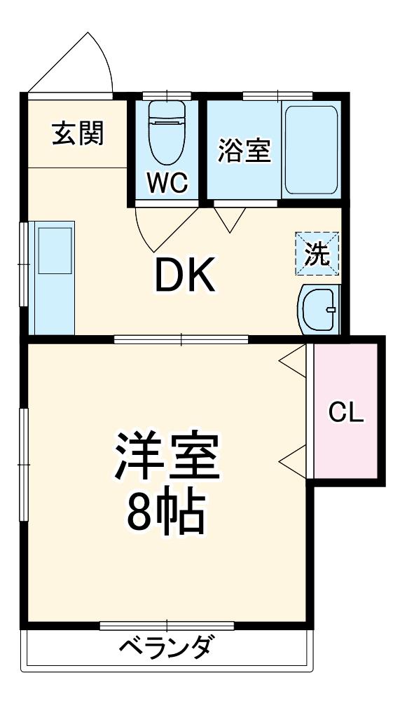 山田ハイツ(1DK/2階)の間取り写真