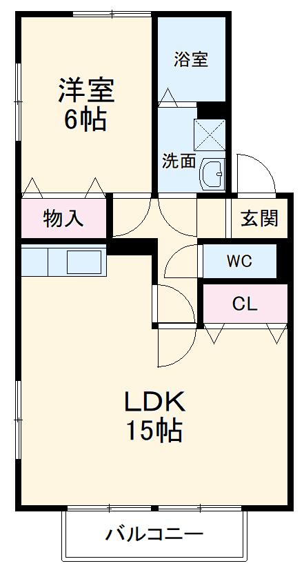 インペリアル浦里A棟(1LDK/1階)の間取り写真