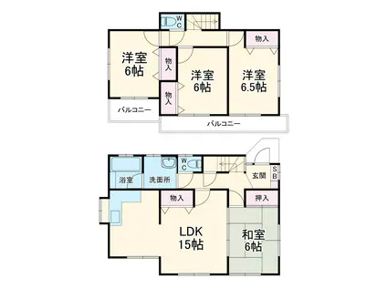 埼玉新都市交通 内宿駅 徒歩43分 2階建 築27年(4LDK)の間取り写真