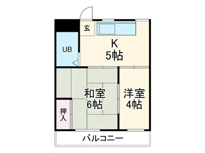 若杉荘(2DK/1階)の間取り写真