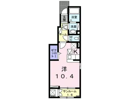エスポワールヒロA(ワンルーム/1階)の間取り写真
