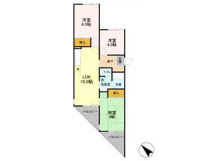 コモンシティハイツABC(3LDK/2階)の間取り写真