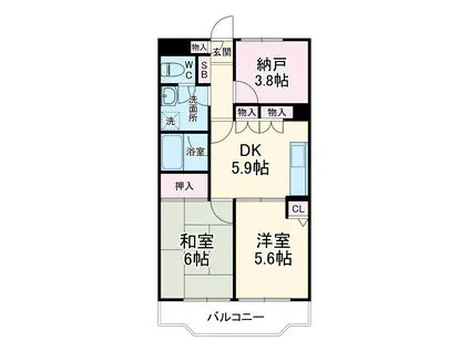 ライオンズマンション東川口第5(2SDK/3階)の間取り写真