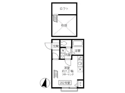 サニーハウス(1K/2階)の間取り写真