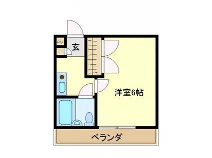 ヴェルデハイツ(1K/2階)の間取り写真