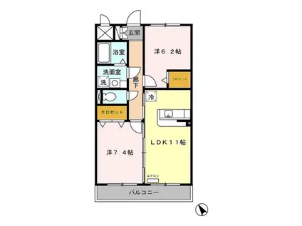 ドリームマウンテンおゆみ野(2LDK/2階)の間取り写真