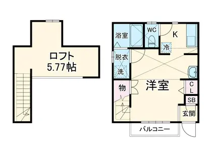 ELYSION芝高木(ワンルーム/1階)の間取り写真