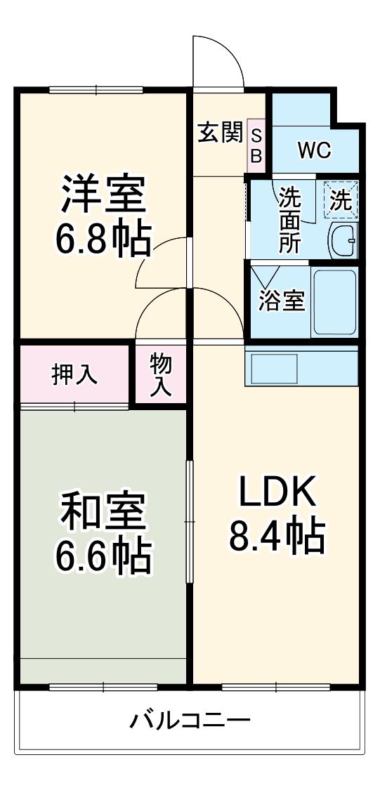 ビューしじみの森(2LDK/2階)の間取り写真