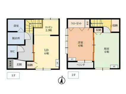 東京都新宿線 篠崎駅 徒歩4分 2階建 築31年(2LDK)の間取り写真