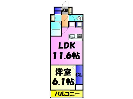 KDX千葉中央レジデンス(1LDK/12階)の間取り写真