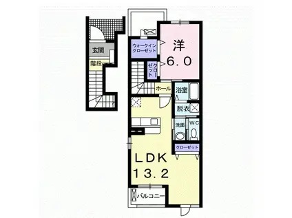 サウスSUNFLOWER(1LDK/2階)の間取り写真