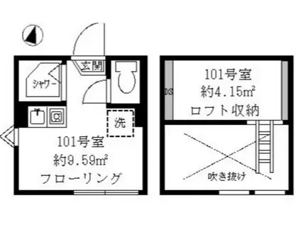 ティ・アーモフェザー(ワンルーム/1階)の間取り写真