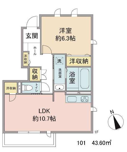 テラステラ(1LDK/1階)の間取り写真