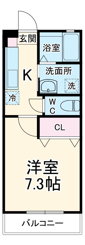ロワール原木(1K/2階)の間取り写真