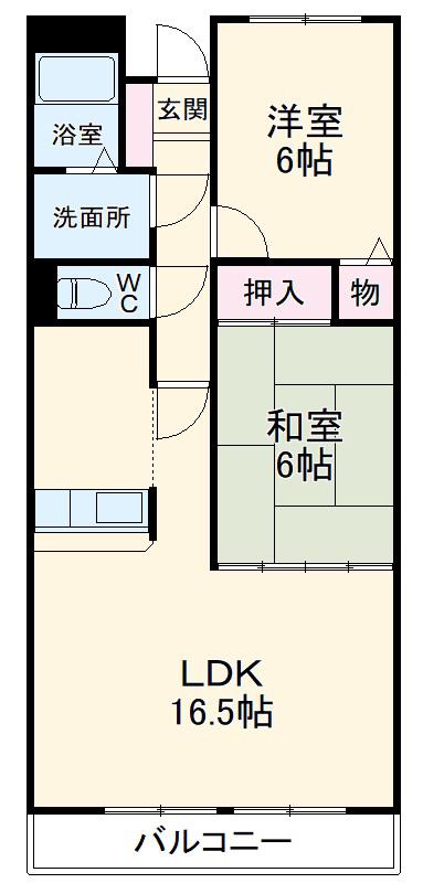 ムーンパーク服部(2LDK/2階)の間取り写真