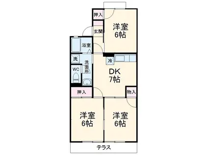 トゥインクルK B棟(3DK/1階)の間取り写真