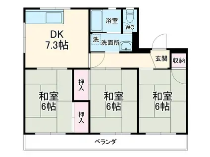 フレックス泊(3DK/3階)の間取り写真