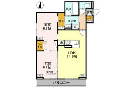 ノーブルパレス芝中田(2LDK/3階)の間取り写真