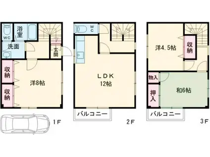 鳳西町テラスハウス(3LDK)の間取り写真