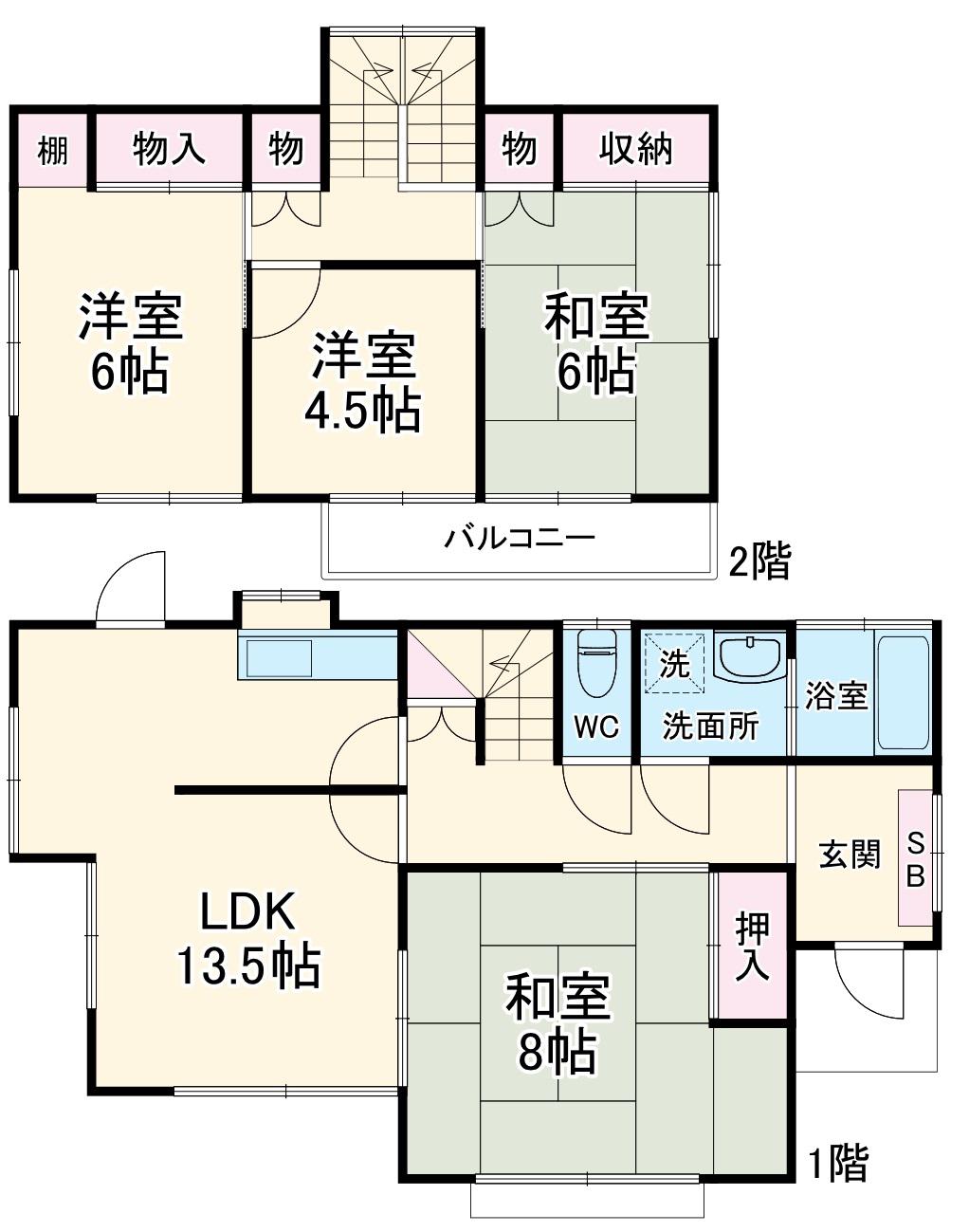 横浜線 相模原駅 徒歩30分 1階建 築46年(4LDK)の間取り写真
