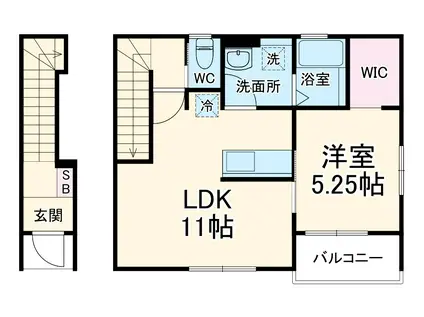 リーブルファイン一宮市乾町1号棟(1LDK/2階)の間取り写真