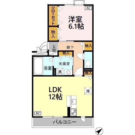 フィオーレ松本(1LDK/2階)の間取り写真