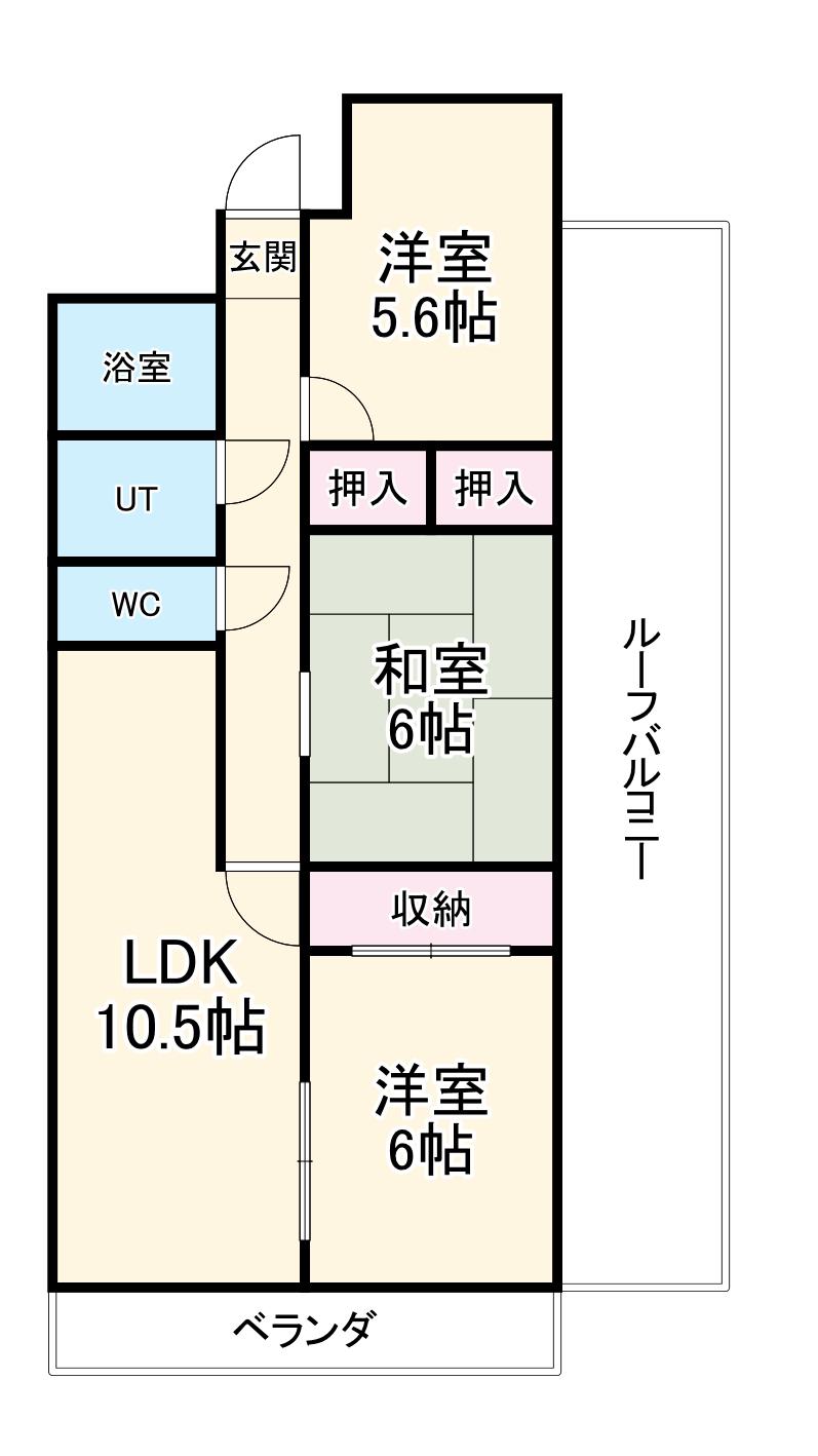 ヒルズ池場(3LDK/4階)の間取り写真