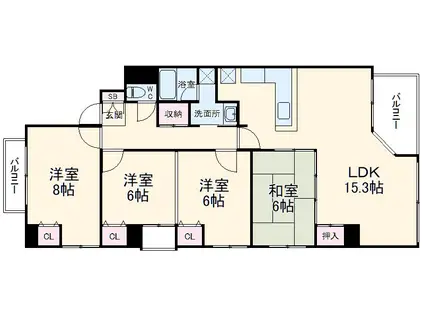 ヒ-ポップ・ヴィラ(4LDK/7階)の間取り写真