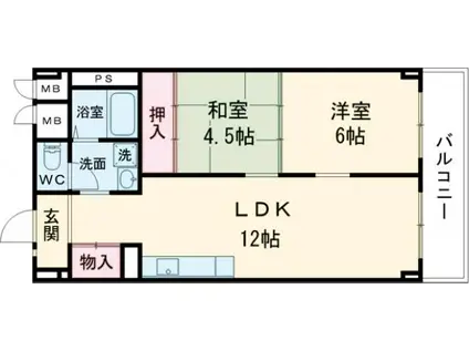 サンピア久米田(2LDK/7階)の間取り写真