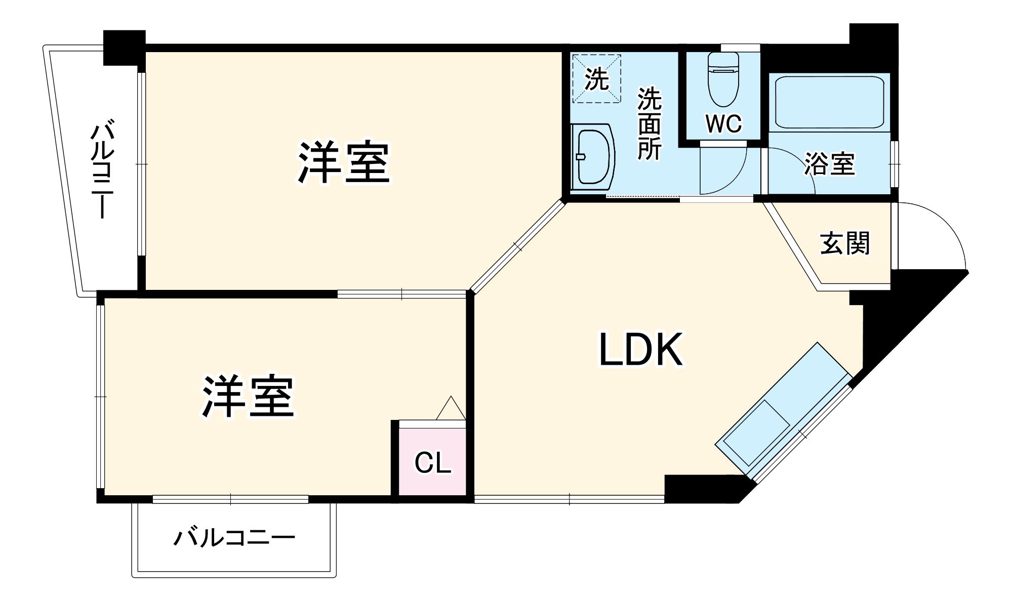 グリーンハイツ東三国(2LDK/2階)の間取り写真