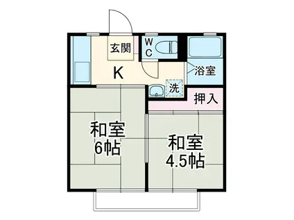 ライブ南瓦153(2K/1階)の間取り写真