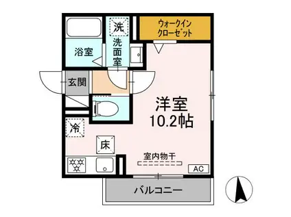 D-ROOMパル(ワンルーム/1階)の間取り写真