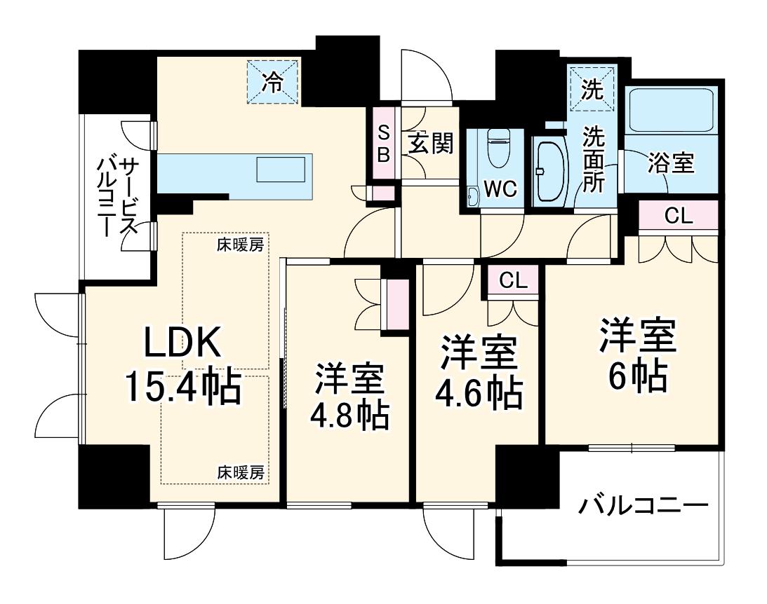 プレミスト梅田ノース(3LDK/3階)の間取り写真