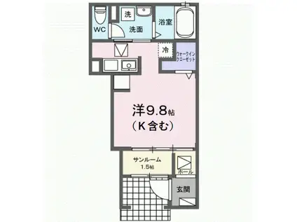 グラ—ヴェ御幸(ワンルーム/1階)の間取り写真