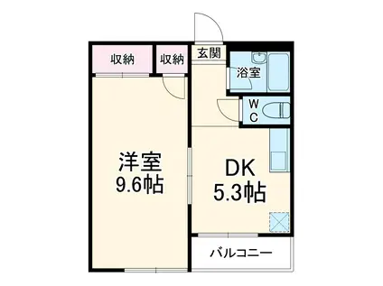 グリーンバード2(1DK/1階)の間取り写真