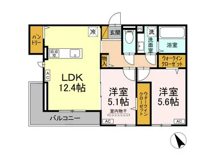 YAMAJU(2LDK/3階)の間取り写真