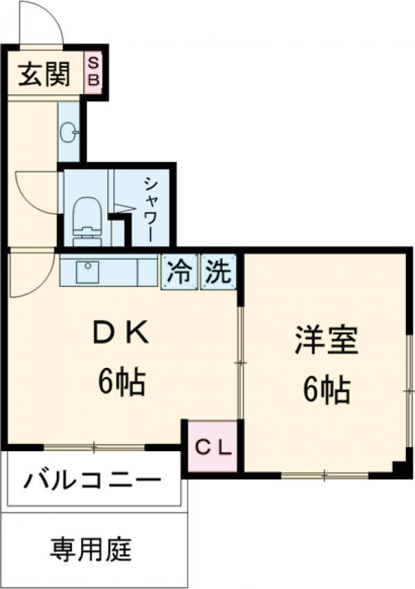 ライオンズマンション自由が丘(1DK/1階)の間取り写真