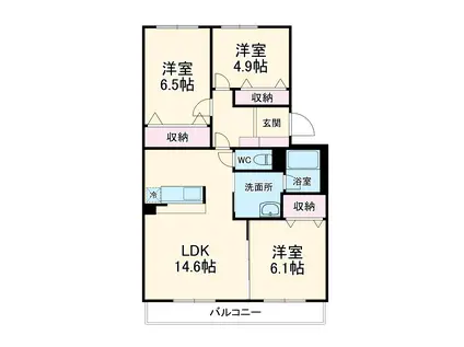 チエーロ石田(3LDK/2階)の間取り写真