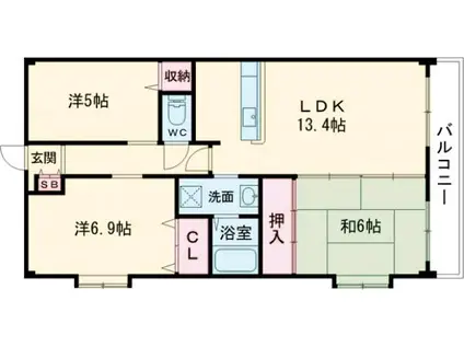 トルナーレ桂川(3LDK/6階)の間取り写真