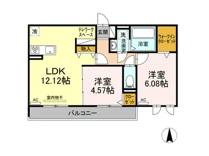 フローラルコート(2LDK/2階)の間取り写真