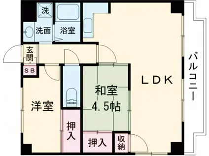 ビーチマンションⅡ(2LDK/2階)の間取り写真
