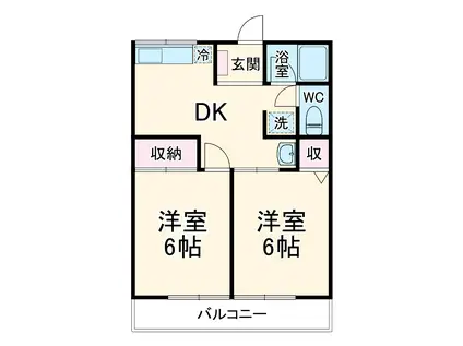 シティハイムハイテールⅠ(2DK/1階)の間取り写真