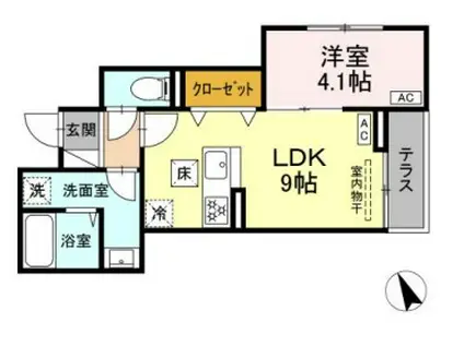 セレスティア柴又(1LDK/1階)の間取り写真